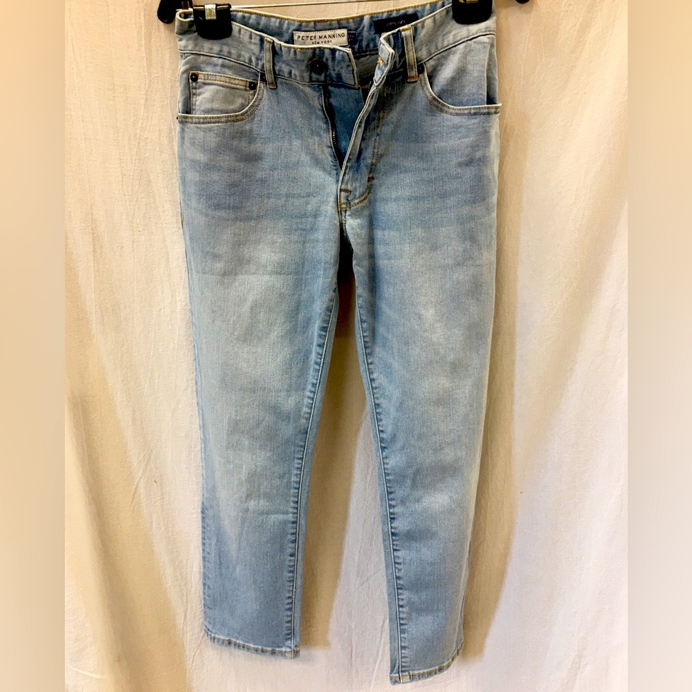 Peter Manning NYC Johnny Jeans Slim Fit Stretch Light Wash Denim 28W 27L